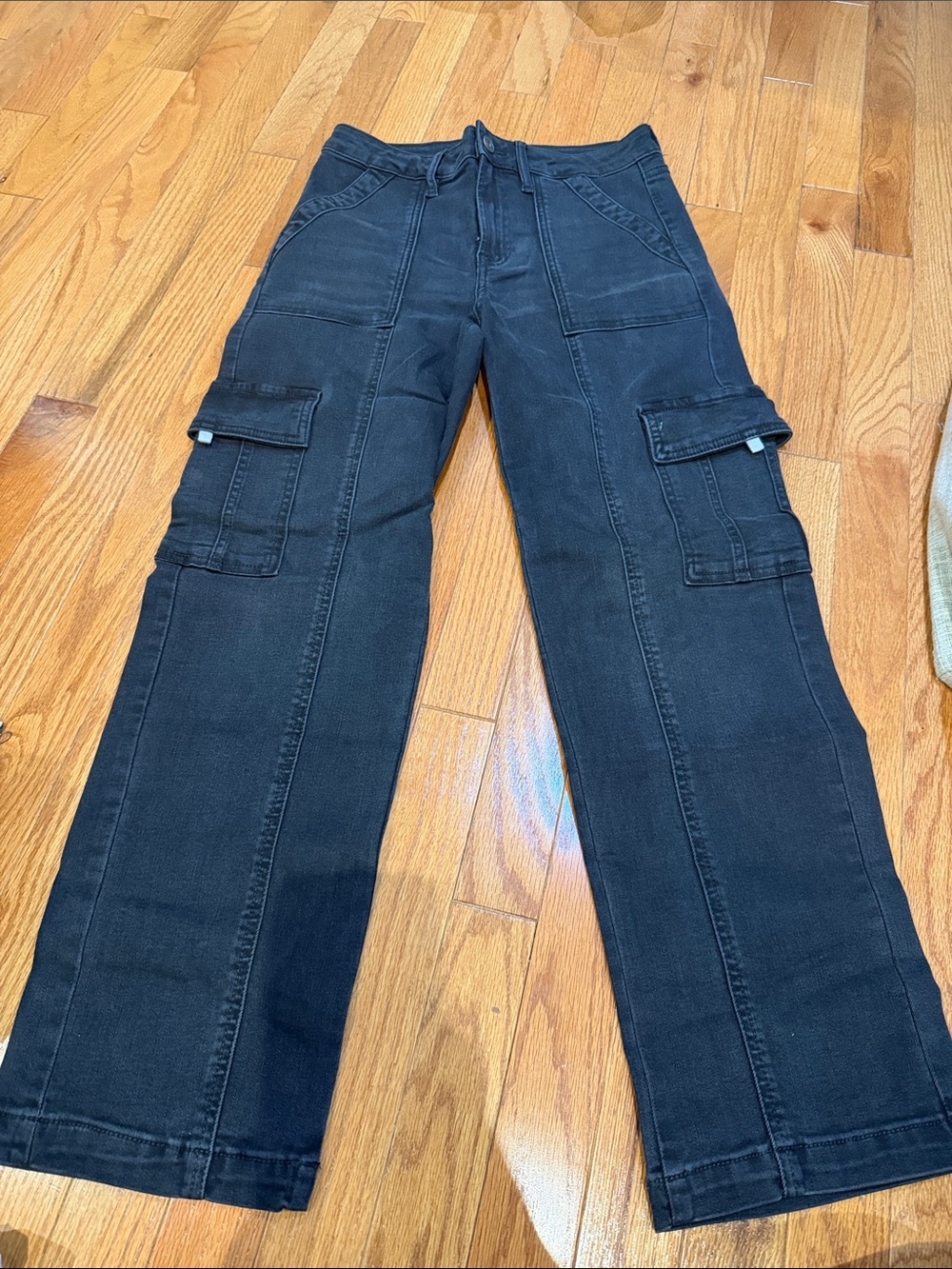 Hidden Denim Black Washed Cargo Straight Jeans with Pockets, Size 27, Worn Once